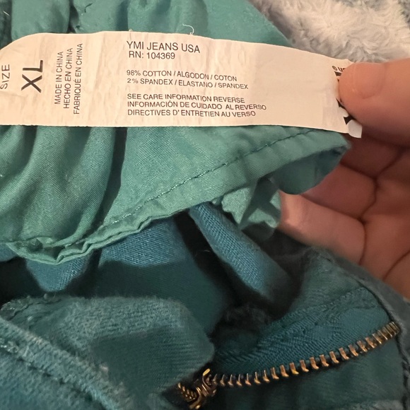YMI Freckled Poppy USA High Rise Trouser Wide Leg Teal Green Jeans XL - Picture 7 of 7